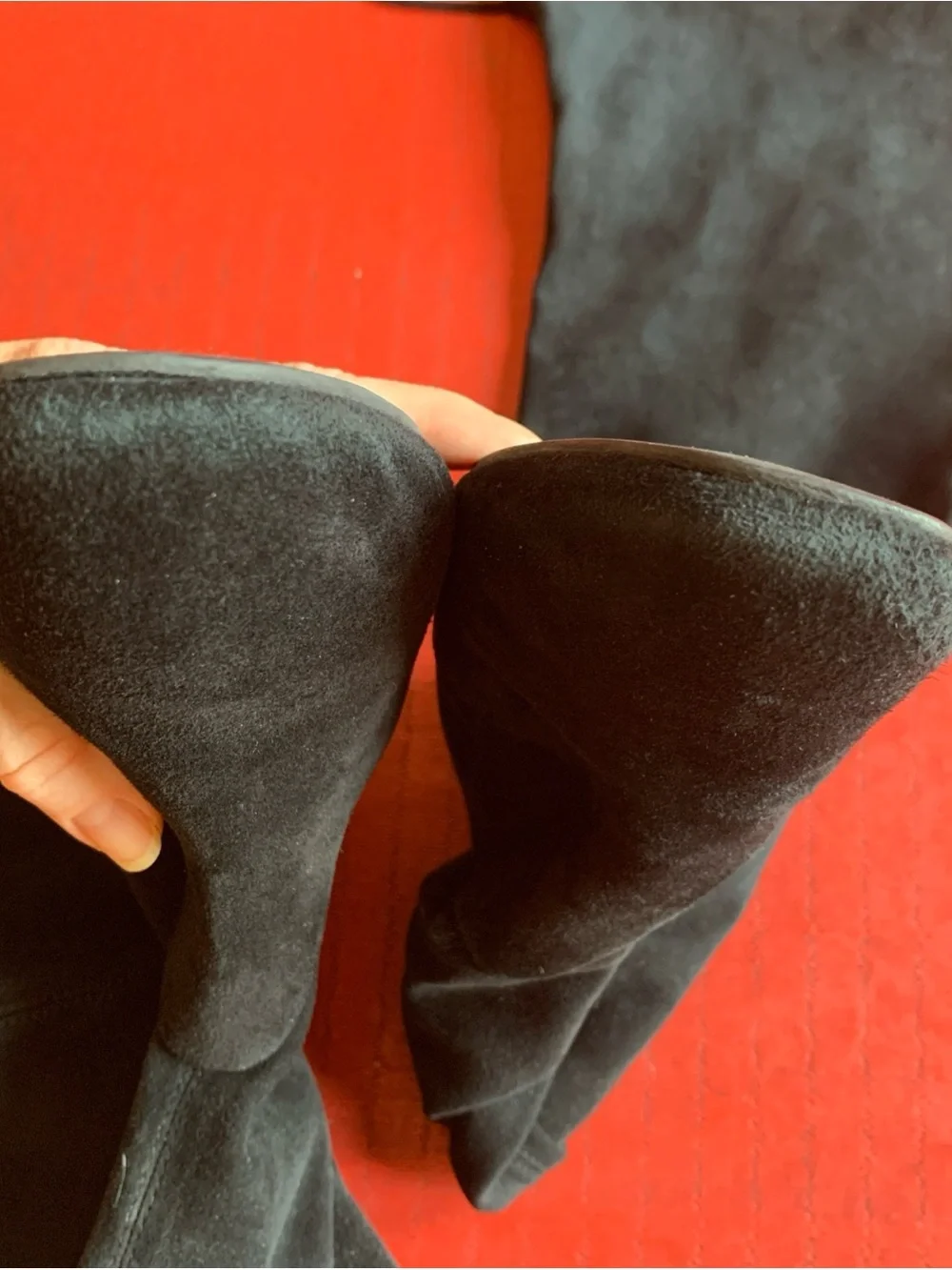 Stuart Weitzman Tie Womens Over-the-Knee Low Heel Boots in Black Stretch Suede 6